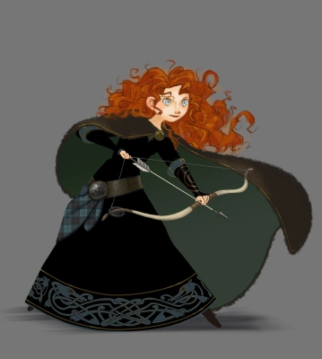 An artist's rendering of Merida's dress at the end of the movie where you can clearly see the bear design on the hem.